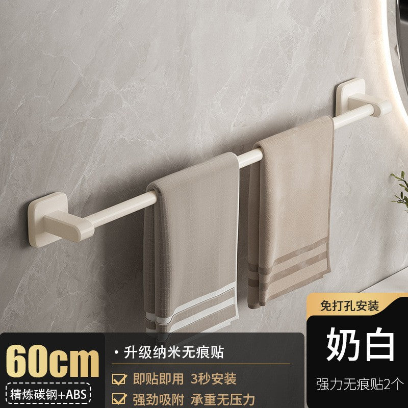 White towel rack, toilet non-punching wall rack, bathroom double single rod toilet, toilet storage hanger