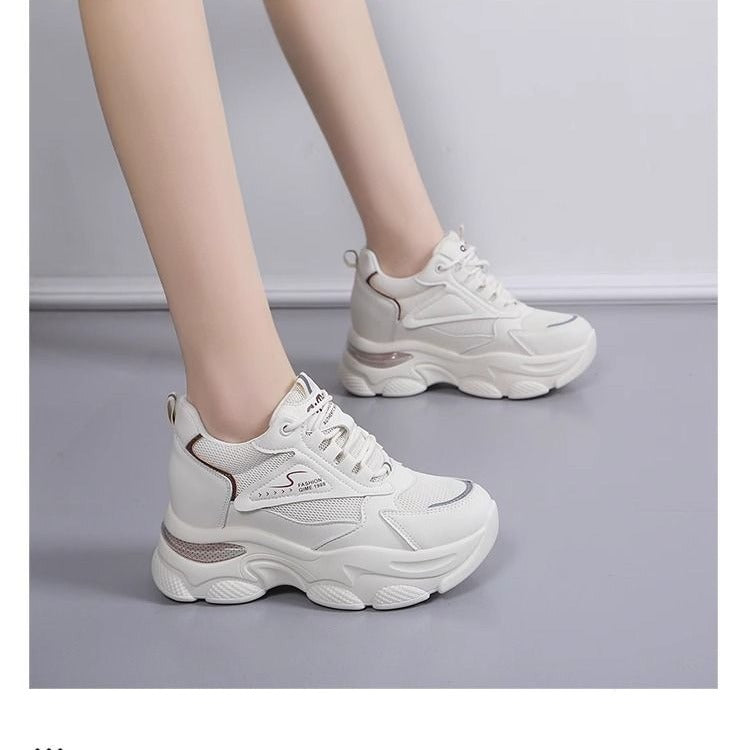 Inner height increase dad shoes women 2024 summer new popular small versatile casual sports mesh white shoes women