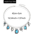 Wholesale blue gemstone necklace - european & american cross-border, light luxury, high-end, baroque heart, teardrop, and cross pendant necklace for women