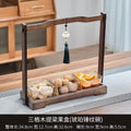 [three compartments] lifting plate + amber glass bowl