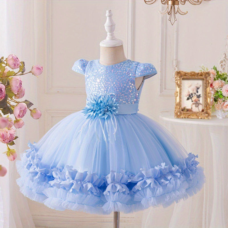 New arrival cross-border kids performance dress lace princess skirt festival tutu skirt gauze skirt first birthday dress performance costume