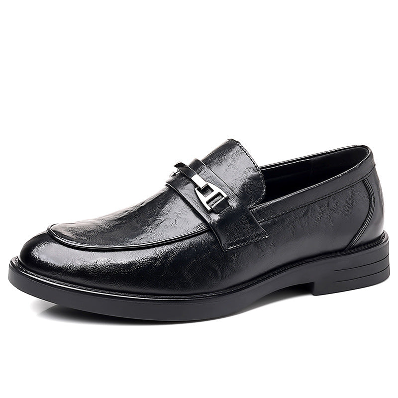 Leather shoes men's business formal wear casualmen live broadcast springnew arrival british work cross-border large size slip-on leather shoes