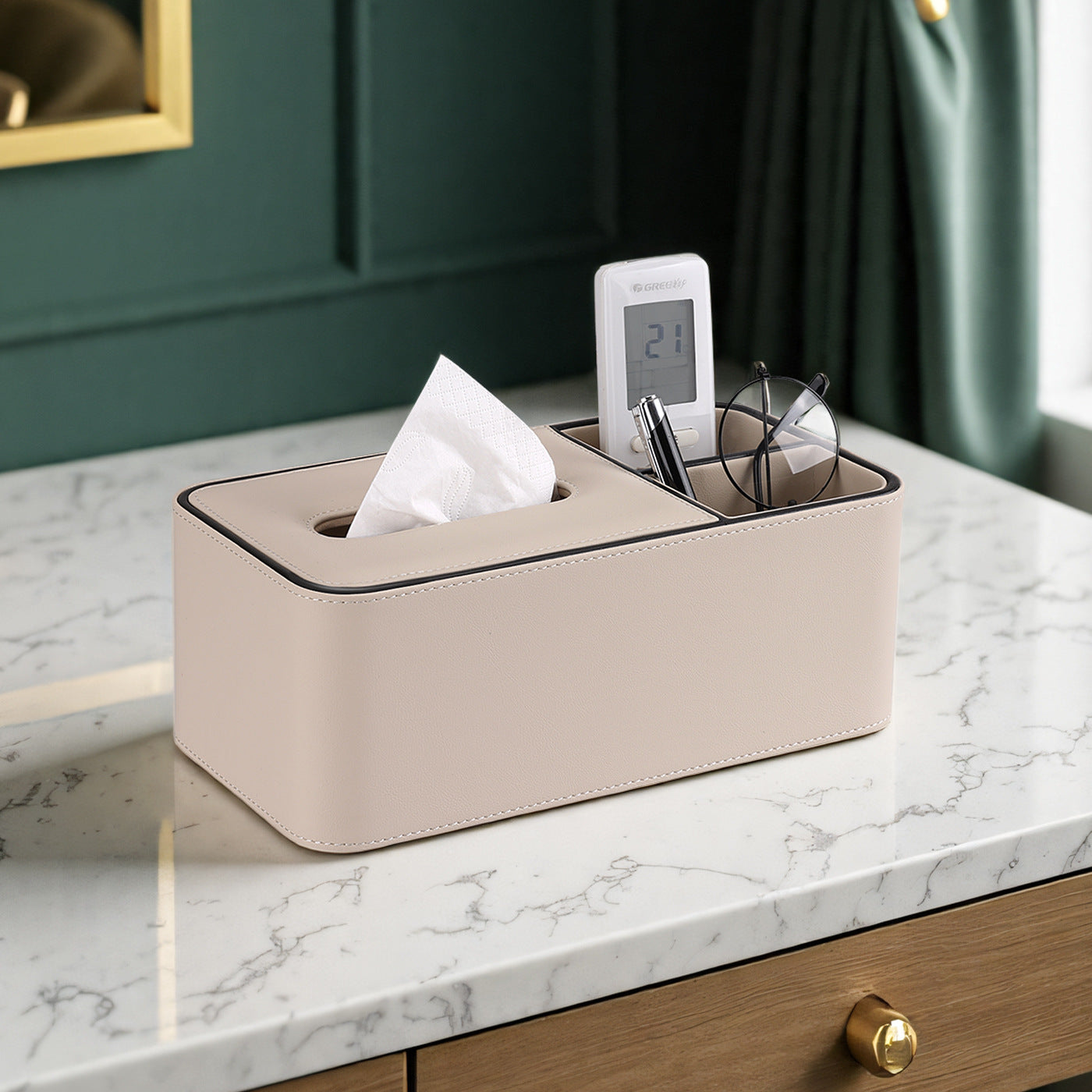 Oval tissue box, living room, high-end home dining room, creative light luxury coffee table, desktop remote control, storage and paper drawing