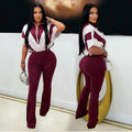 C7306 cross-border   fashion women's casual slim-fit activewear short sleeve top and pants set - new