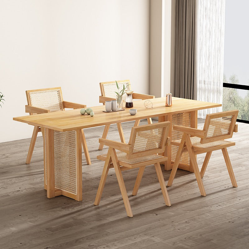 Nordic solid wood rattan dining table and chair set - compact, minimalist design for home, restaurant, or b&b - rectangular dining table