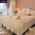 French cream leather princess style minimalist 1.5m wedding bed 1.8m double bed master bedroom light luxury italian retro butterfly bed