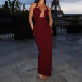 hot-selling new arrival halter low-cut cut out waist long skirt elegant party red carpet dinner dress for women