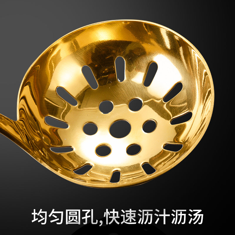 Customized stainless steel hot pot spoon creative tool kitchen silicone thickened handle soup spoon porridge spoon colander filter