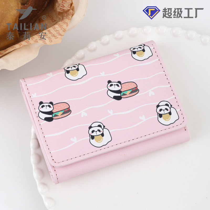 New  versatile cute panda girl small change purse, primary and secondary school student campus card holder wholesale ID card