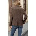new cross-border fashion casual faux suede comfortable fabric turn-down collar long sleeve cropped top jacket women's clothing