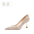 French crystal wedding shoes for women, new autumn 2024 bridal shoes, convertible high heels for wedding dress, bridesmaid sequin shoes