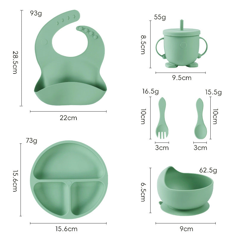 Silicone kids' meal set: baby food training suction bowl, food-grade fork and spoon, feeding utensils for babies