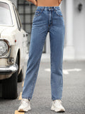 Pre-sale 20097#  cross-border women's fashion european and american retro fashion high waist denim straight pants