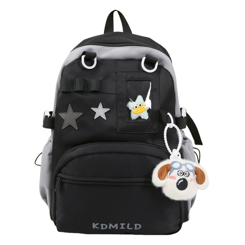 Small fresh nylon backpack girl 2025 new trendy college student schoolbag large capacity cute travel backpack