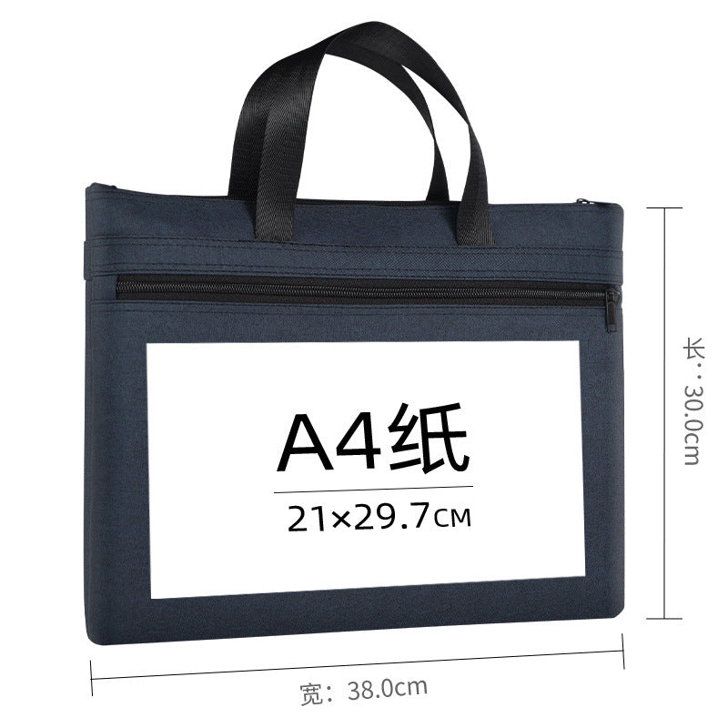 Large capacity waterproof satchel document bag zipper conference bag double layer document bag storage bag document bag print logo