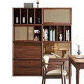 Black walnut solid wood sideboard bookcase low cabinet floor-standing bookshelf plaid storage rack storage cabinet coffee table tv cabinet