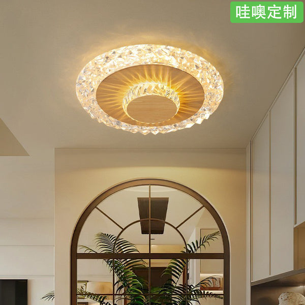 [Wow] Aisle light ceiling light medium antique retro wood color creative imitation crystal lamp modern simple light luxury