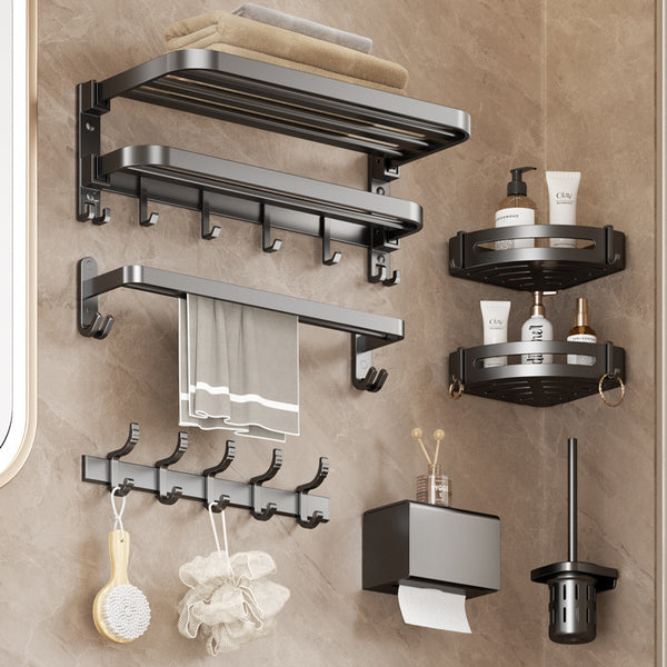Towel rack No punching toilet Bath towel rack Rod rack Integrated bathroom Toilet bathroom hardware pendant set