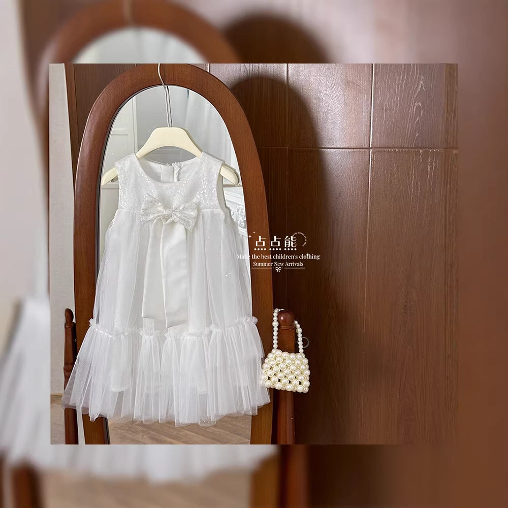 new girls' formal dress princess gown baby girl runway tulle summer kids chic dress