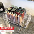 Lipstick organizer display case - multi-compartment storage shelf - trendy, girly, transparent design - home cosmetics organizer