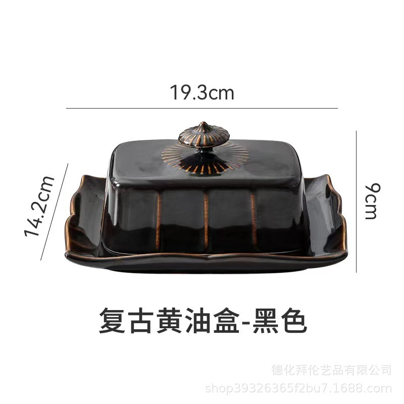 Creative ceramic butter dish european style tableware with lid butter plate dessert dish butter dish cheese box - wholesale from manufacturer