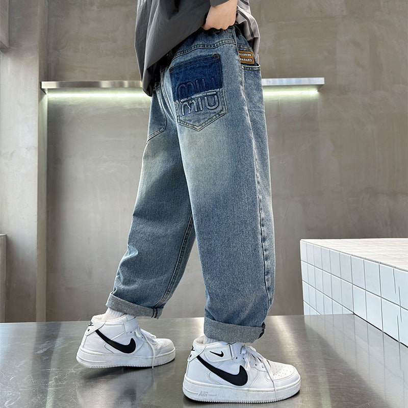 Boys' pants - spring/autumn collection  - new spring styles - big & tall sizes - dad jeans - boys' spring harem jeans - kids' denim pants