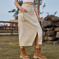 Fashion cross-border export women's summer new style  washed lace-up workwear denim slit skirt skirt