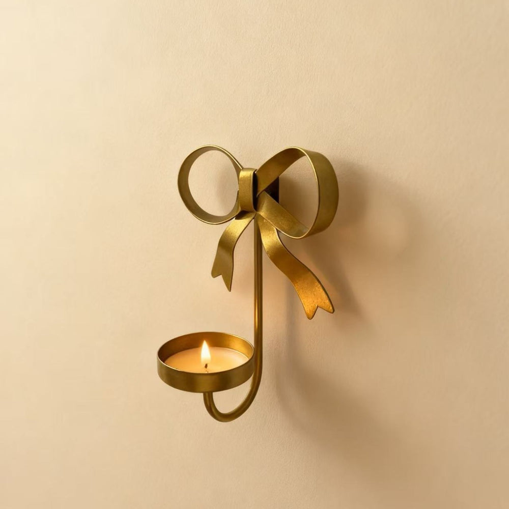 2025 new gold iron candlestick romantic atmosphere wedding valentine's day christmas bow decorative candlestick