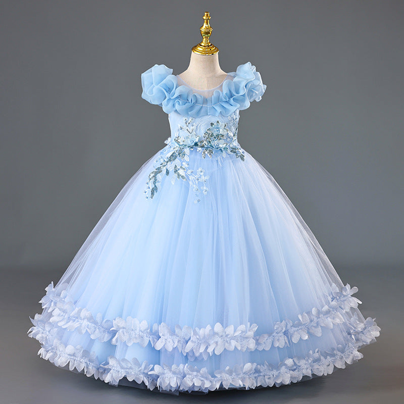 in stockgirl dress princess dress flower children's dress wedding dress evening dress catwalk gauze skirt kids 61 costumes