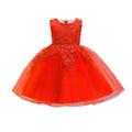 Plus size european and american style children's formal dress - pearl and sequin wedding dress, princess gown for flower girls, elegant performance mesh tutu skirt