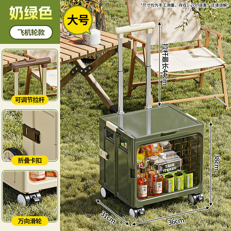Rod storage box Car outdoor foldable hand-pulled camping Camping finishing box Multifunctional trolley with pulley