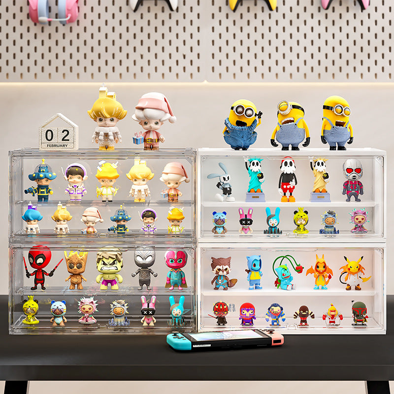 Container dust-proof blind box storage box can be stacked with grid tide play figure box desktop transparent doll blind box