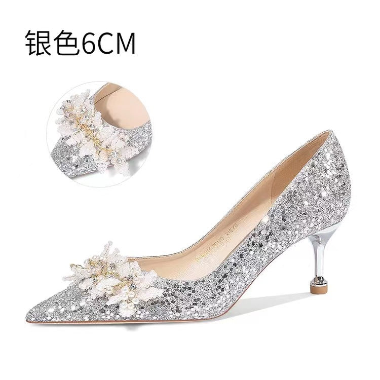 Wedding shoes for women with thick heels 2024 new arrival bridal shoes that are not tiring on the feet flats burgundy high heels xiuhe wedding dress two-wear