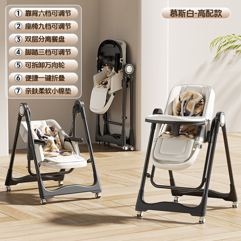 Baby dining chair Baby reclining foldable eating Adjustable toddler learning sitting artifact 0-6 year old child growth chair