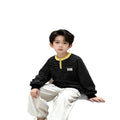 spring new kids' trendy hoodie - mid-to-large size, half-zip, striped, stylish top, boys' warm outerwear