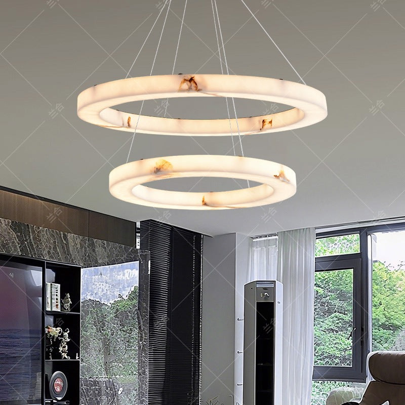 Spanish imitation marble main living room chandelier accessible luxury designer house ring-shaped elegant high-end model room circle