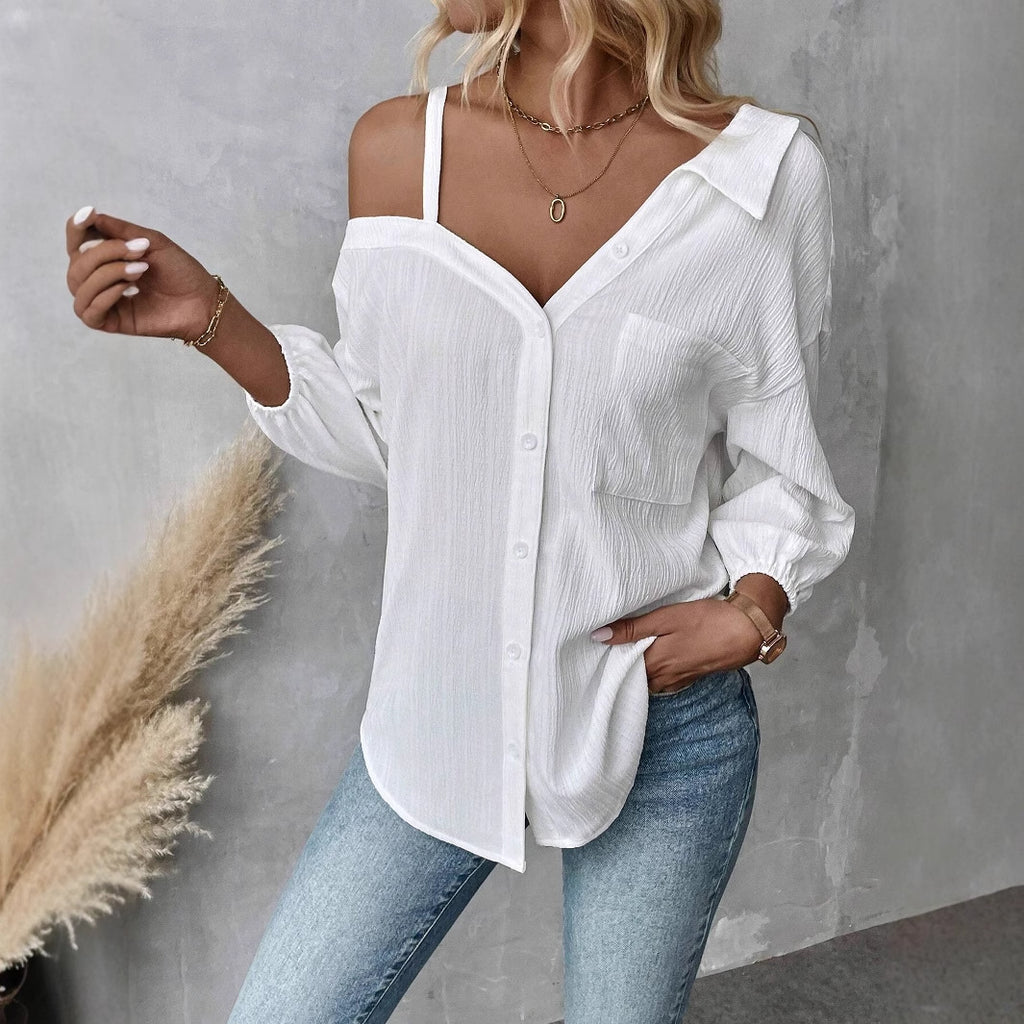 Spot 2025 spring and summer European and American independent station  lapel seven-quarter sleeve off-the-shoulder cardigan texture single-breasted casual