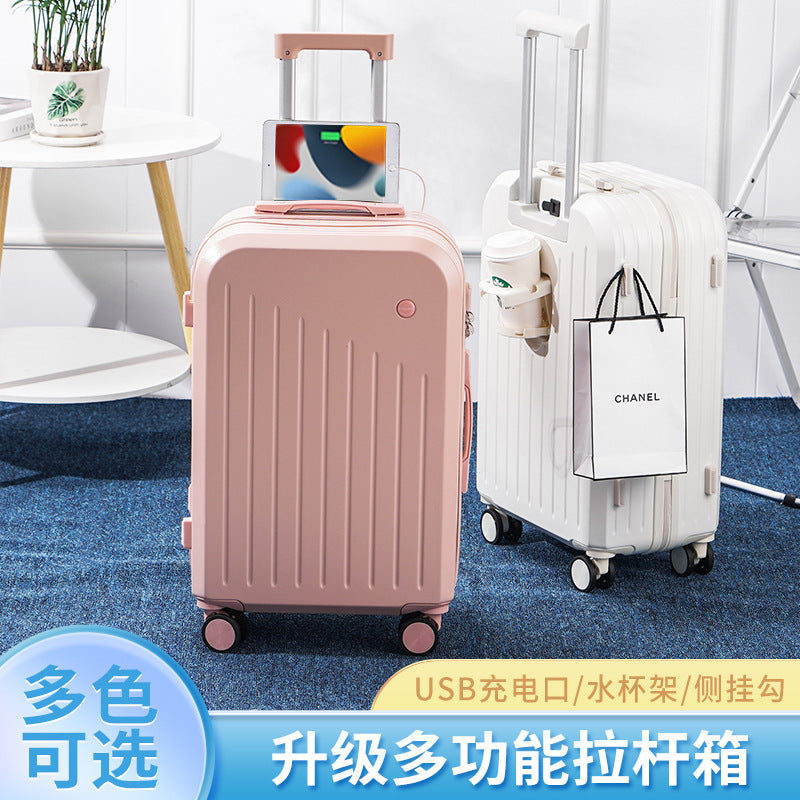 New multi-function USB interface suitcase, men's and women's high-value suitcase, universal wheel trolley case 26 password case