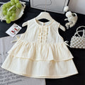 Girls' summer new princess sleeveless tank top set, korean style fashionable and chic baby girl clothes, trendy children's clothing