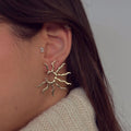 Wholesale sunflower earrings - european & american style, geometric alloy jewelry, women's niche light luxury retro dangle earrings, hollow-out earrings