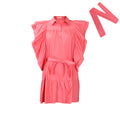 D3225 european and american plus size women's fashion cross-border dress -  new arrival: notch collar, flutter sleeves, a-line, export dress