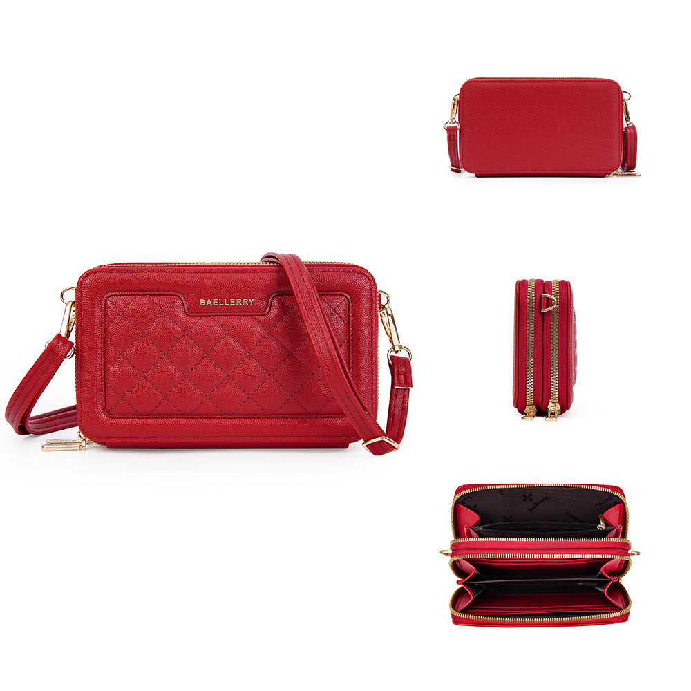 New baellerry women's wallet fashionable large-capacity diamond messenger bag premium zipper mobile phone bag