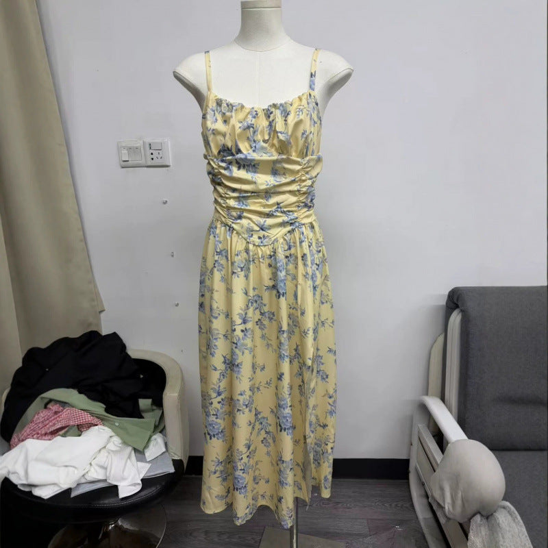 Amazon fashion sexy elegant spaghetti strap slit dress women's summer new arrival slimming a-line dress