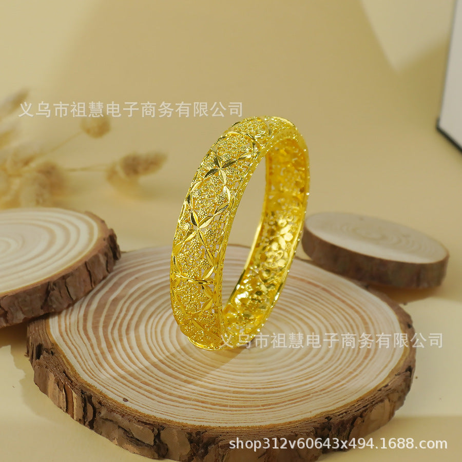 dubai-style gold-plated floral bangle for women, perfect as a summer beach party or birthday gift