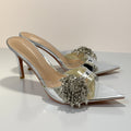 Wo huizhou city 2026 summer women's rhinestone high heel slippers pointed toe stiletto fashion european and american style light luxury
