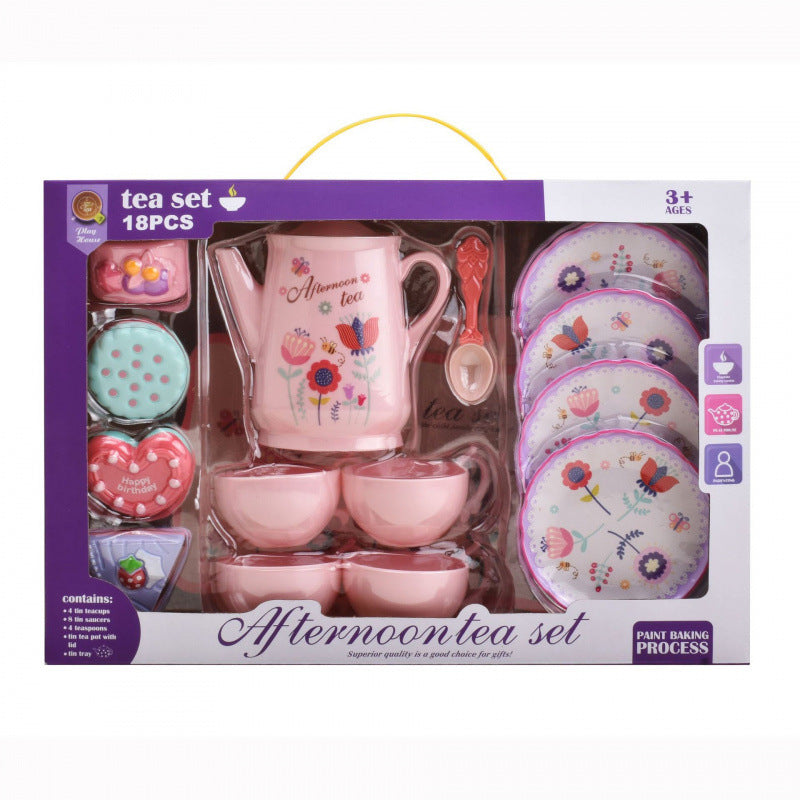 Cross-border export simulation tea set, dessert gift box set, play girl toy, afternoon tea series