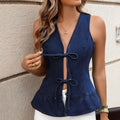 European and american cross-border e-commerce women's apparel:  independent store, washed summer leopard print sleeveless fashion tie-up vest tank top