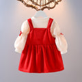 Girls' two-piece dress set - double happiness red