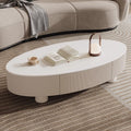 Italian oval coffee table - minimalist luxury living room set with rock slab top, perfect for small spaces