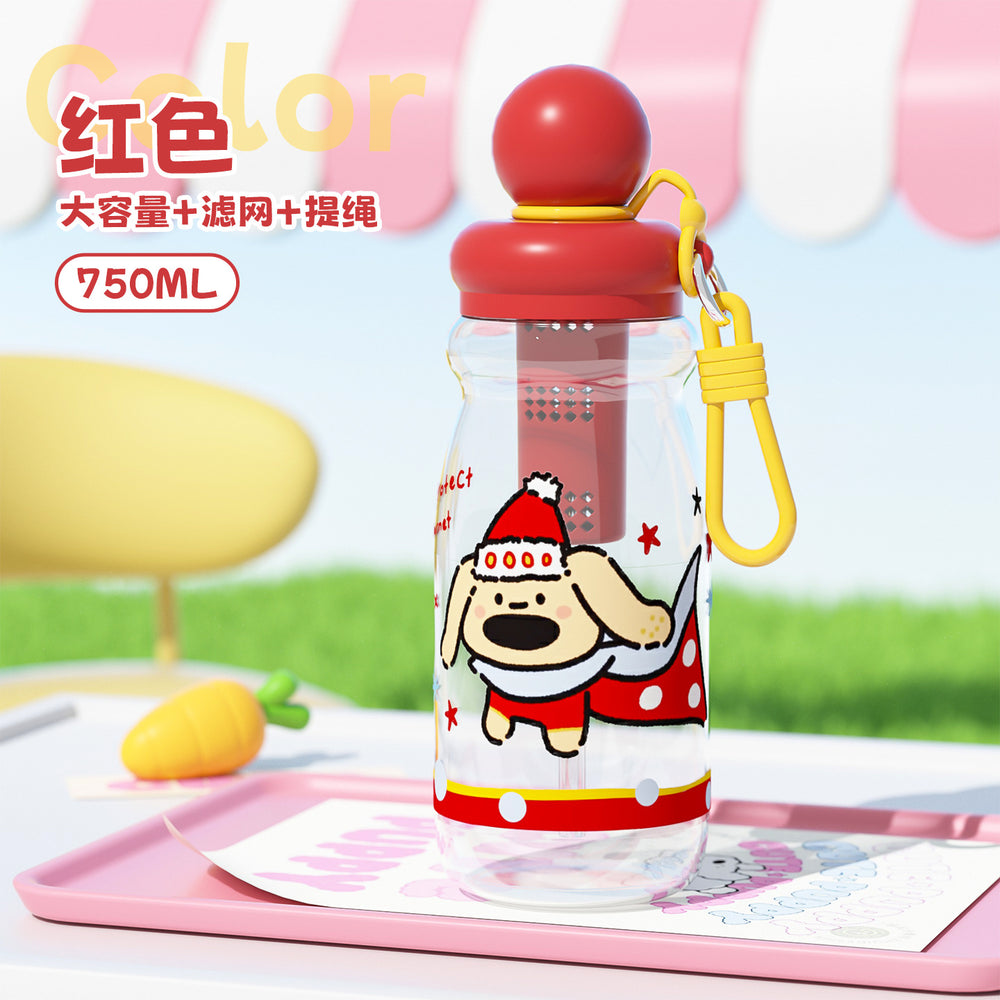 New arrival: stylish student plastic cup - dual-drink, portable, large capacity, cute cartoon design for kids and girls